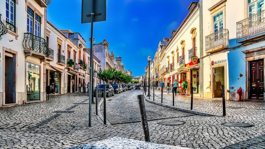 tavira, portugal, street, algarve, nature, summer, old